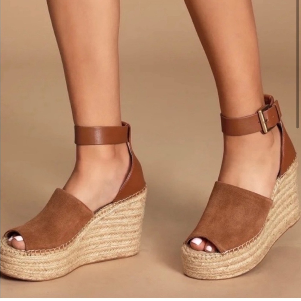 Marc Fisher Espadrilles Wedge Sandal Suede Leather